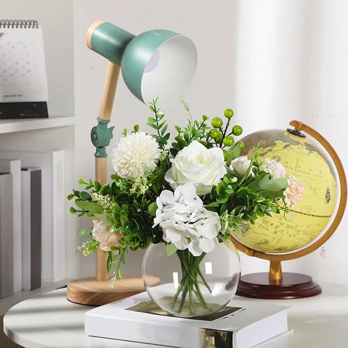 Sawysine 12 Pcs Bubble Bowl Vase Centerpiece 6''W x 5''H Round Glass Flower Vase Bulk Clear Terrarium Fish Bowl for Wedding Event Goldfish Planter Floral Centerpiece Office Home Decor