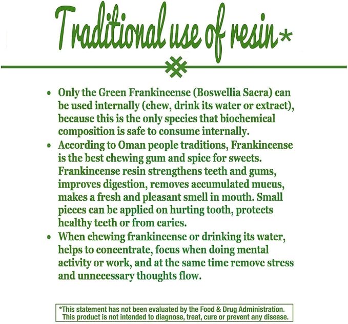 Royal Green Frankincense Hojari from Oman Boswellia Sacra Pure Incense Chruch Incense Olibanum luban (3 oz)