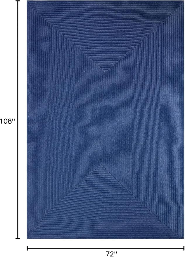 Superior Indoor Outdoor Area Rug, Handwoven Reversible Braided Home Decor for Living Room, Kitchen, Entryway, Patio, Front Porch, Deck, Modern, Boho, Farmhouse Style, 6' x 9', Denim Blue