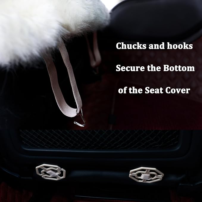 OGLAND 2 Pack Genuine Sheepskin Car Seat Cover-Australia Wool Cushions for Universal Fit Auto Interior Accessories Women Soft Wool Natural Fur(Honey Beige, 2 Pieces Front)