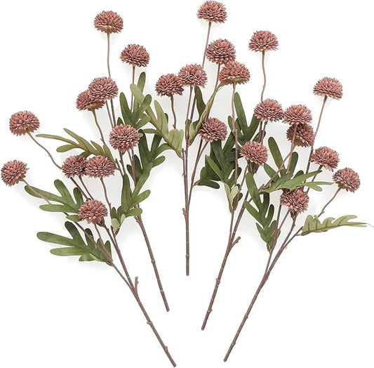 Floroom 5pcs Dusty Rose Faux Silk Mums Artificial Flowers, Bulk Fake Small Mini Chrysanthemums with Stems for DIY Wedding Centerpieces Floral Arrangements Vase Fillers Home Decorations