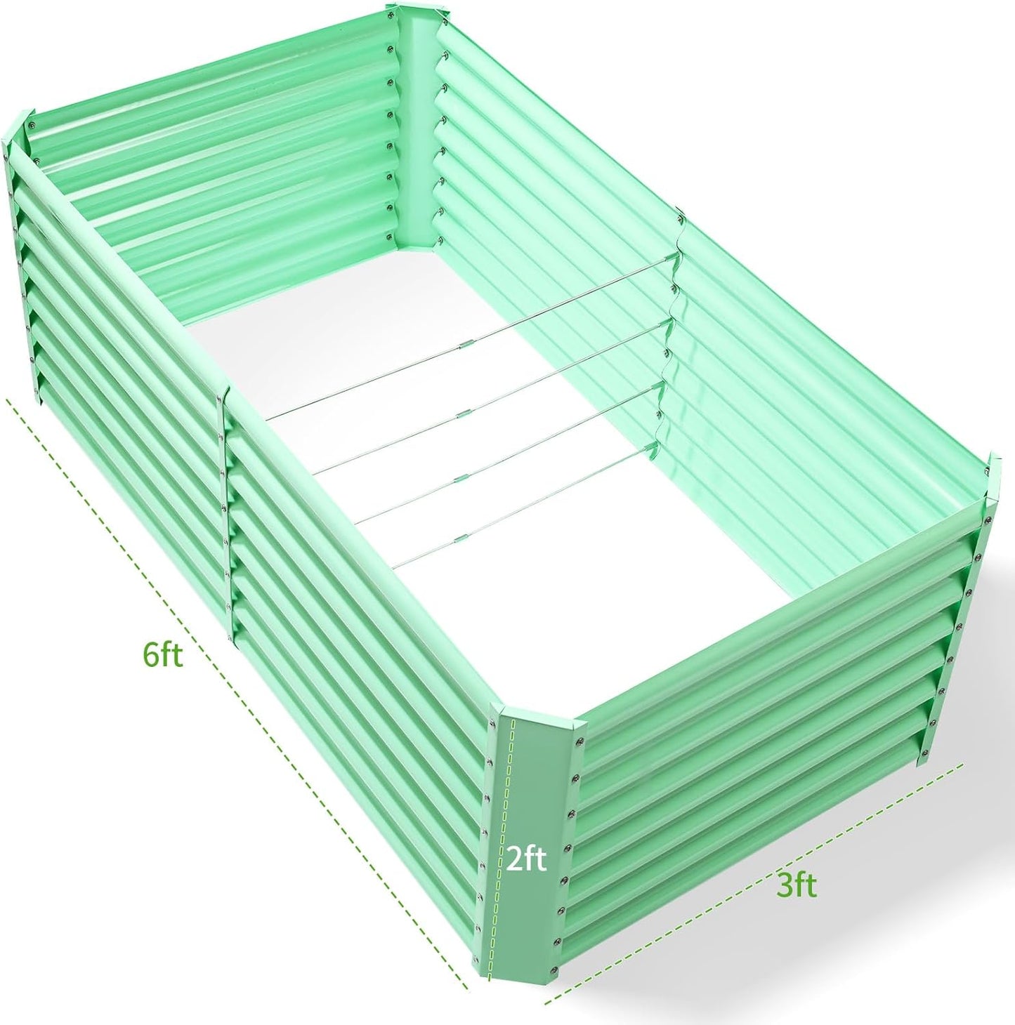 Land Guard 6×3×2ft Galvanized Raised Garden Bed, Planter Boxes Outdoor, Raised Garden Beds Outdoor for Vegetables, Flowers, Herbs, 269 Gallons, Lime Green…