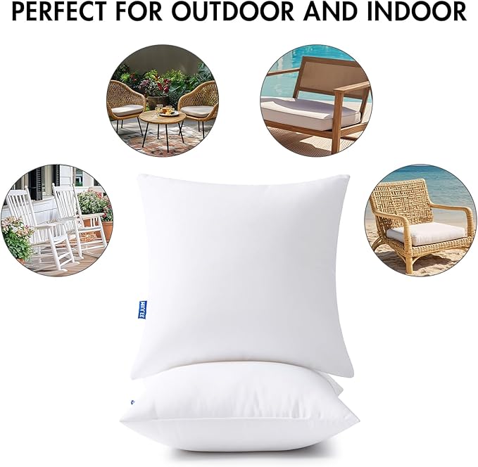 MIULEE 24x24 Outdoor Pillows,Set of 2 Throw Pillows Waterproof,Soft Support Throw Inserts Decorative Water Resistant for Patio Furniture and Garden