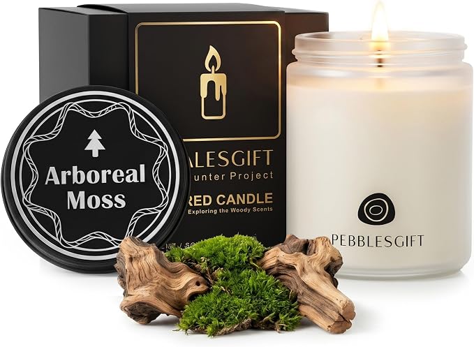 Arboreal Moss Woody Scented Candle 9oz Natural Soy Wax Gift Set | 100% Soy Wax Candles,Home Scented,Stress Relief&Meditation,Forest Fragrance Aromatherapy,Men&Women Gift,Scented Card Included