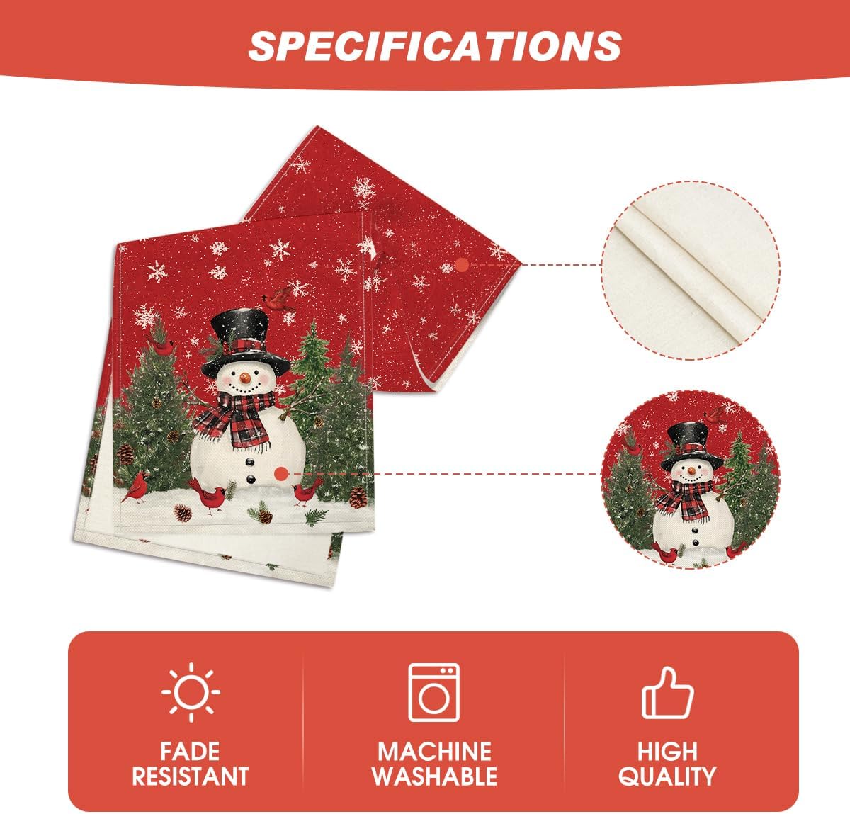 Artoid Mode Snowman Christmas Birds Trees Table Runner, Seasonal Winter Xmas Holiday Kitchen Dining Table Decoration for Home Party Decor 13 x 60 Inch