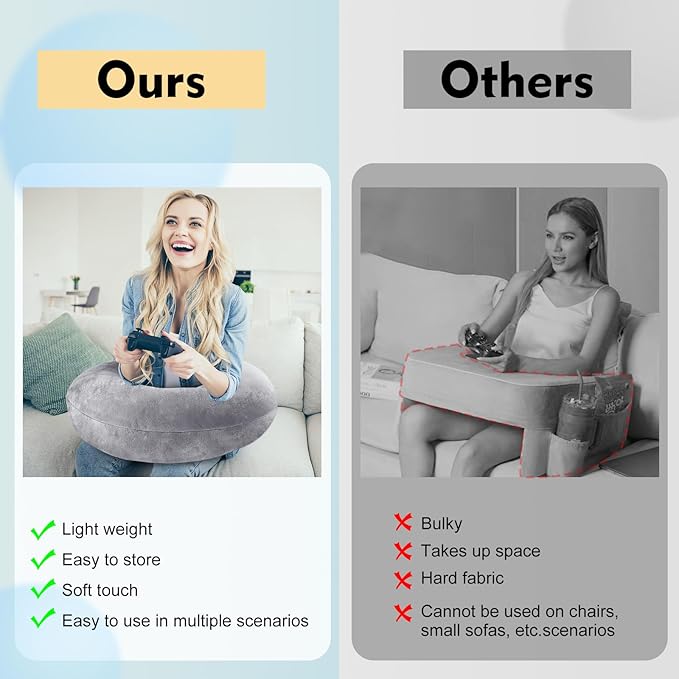 vamorry Gaming Pillow Arm Support Pillow for Bed & Sofa: Ergonomic U-Shaped Lap Pillow with Elbow Rest for Adults & Kids - Reduces Arm Pain & Fatigue During Gaming, Reading, Working & Crocheting