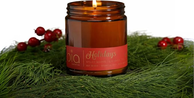 Holiday, Spruce Berry Orange Clove Soy Candle, Cinnamon Pine Vanilla, Perfume-Inspired, High Fragrance Load, Lead-Free Wick, Reusable Glass Jar, Warm Spiced, 7 oz