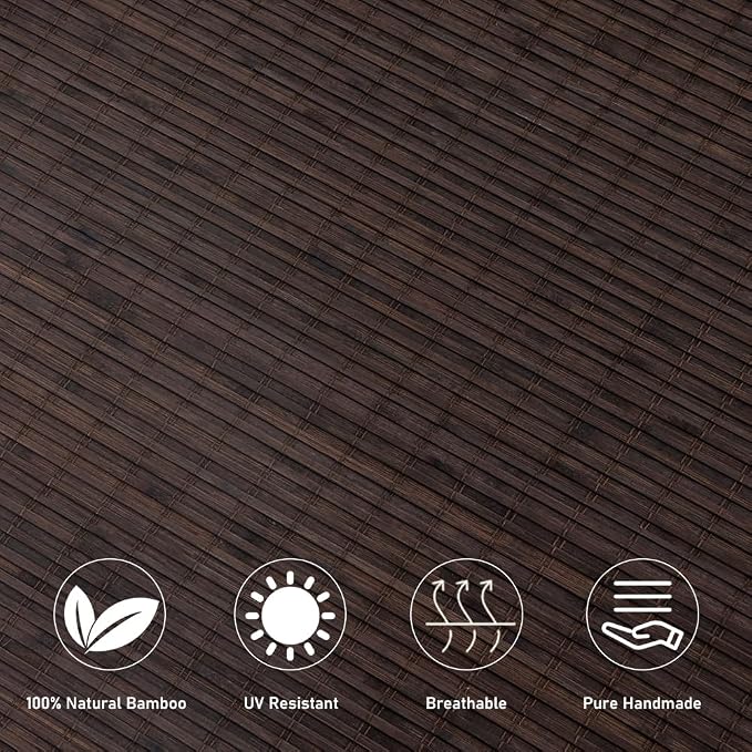 SEEYE Cordless Bamboo Roman Shades, Blackout Natural Bamboo Blinds for Indoor Windows, Roll Up Blind Privacy Shade for Home, Office, Door, UV Resistant & Easy to Install, 38" W x 64" H, Brown