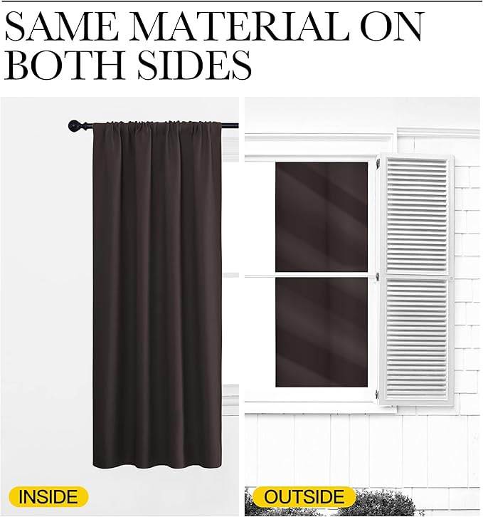 NICETOWN Blackout Curtains for Living Curtains, Toffee Brown, 2 Panels, 29 by 30, Room Darkening Window Curtain Panels, Easy-Care Solid Thermal Insulated Draperies/Drapes for Daughter Room