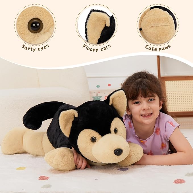 MorisMos 32inch Giant German Shepherd Dog Stuffed Animals, Large Stuffed Dog Plush, Big Puppy Pillow Birthday Gifts Kids Girls Boys