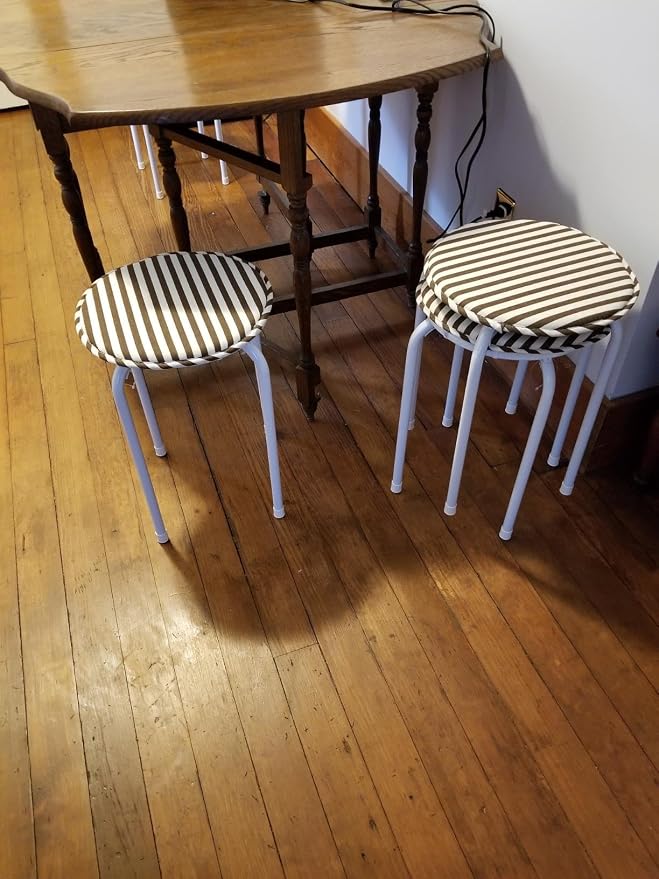 Round Stool Chair Cushions for Kitchen Dining Seat Pads with Ties 2 Pack Non Slip Cushions Pad for High Stool Chairs Bistro Bar Seat 13 Inch, Green Stripe
