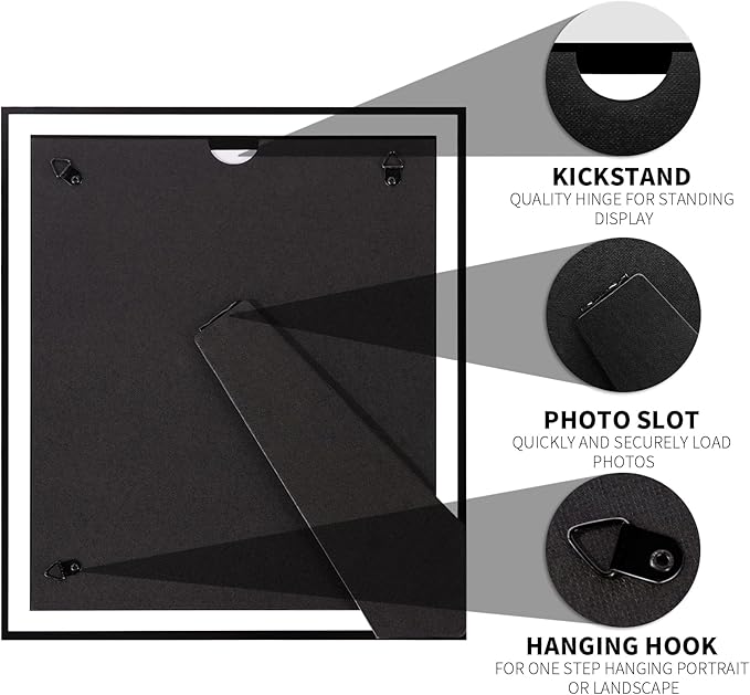 IZIDDO 5x7 Picture Frames Set of 4,Black Glass Photo Frame,for Wall Mount or Tabletop Standing,Gift Picture Frame, Horizontally or Vertically (5x7, Black)