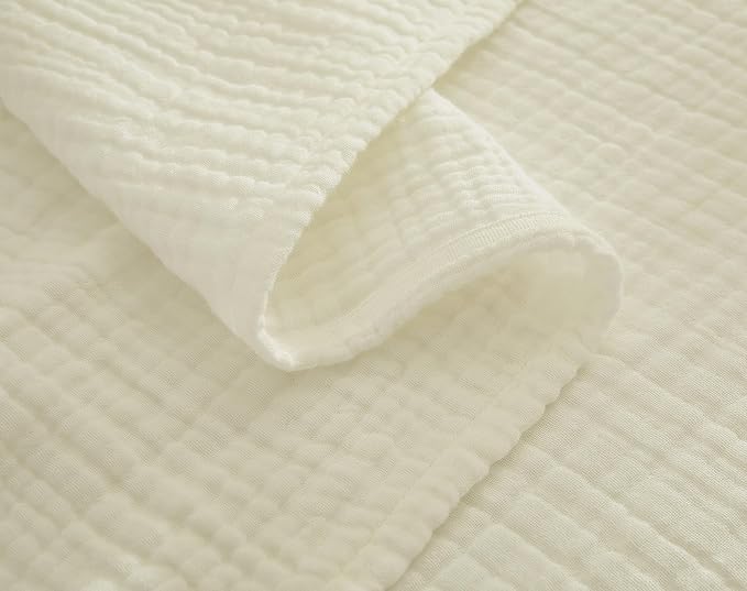 100% Cotton Muslin Twin XL Blanket (66" x 90") – A Luxuriously Soft, 4-Layer Lightweight and Breathable Gauze Blanket, Perfect for Year-Round use on beds, couches (Ivory, Twin XL)
