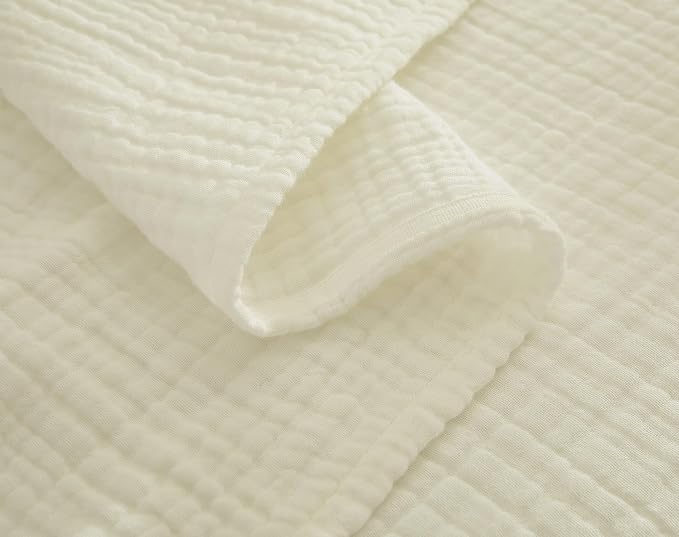 100% Cotton Muslin King Blanket (108" x 90") – A Luxuriously Soft, 4-Layer Lightweight and Breathable Gauze Blanket, Perfect for Year-Round use on beds, couches (Ivory, King)