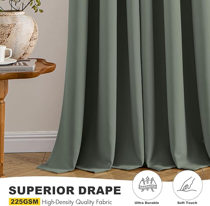 MIULEE Dark Mallard Blackout Curtains for Bedroom Living Room 54 Inches Long 2 Panels, Thermal Insulated Room Darkening Drapes Solid Grommet Noise Reduction Light Blocking Window Treatments 40x54 Inch