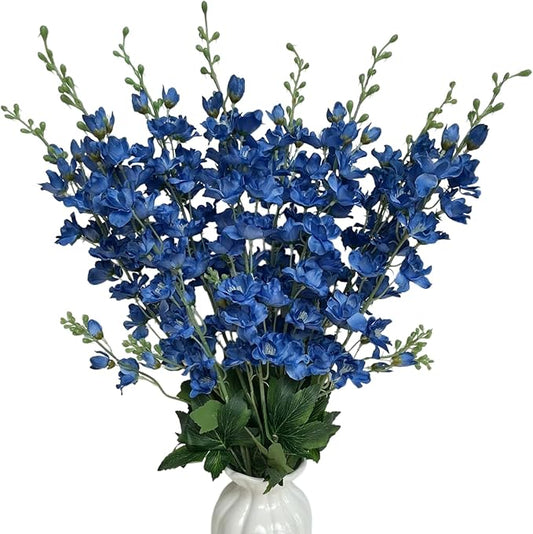 8 pcs Navy Blue Delphinium Artificial Flowers, 34.25''Artificial Snapdragon Flowers Tall Fake Flowers Silk Flowers Faux Delphinium Bulk for Tall Vase Home Wedding Garden Table Decor (Navy Blue)