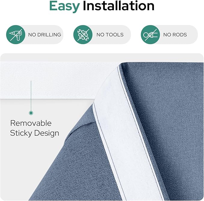 HOMEIDEAS 100% Linen Blackout Sidelight Curtains for Front Door, Side Door Window Curtains, Small Window,Thermal Insulated Covering, 1 Panel, W12 X L68 Inch, Stone Blue
