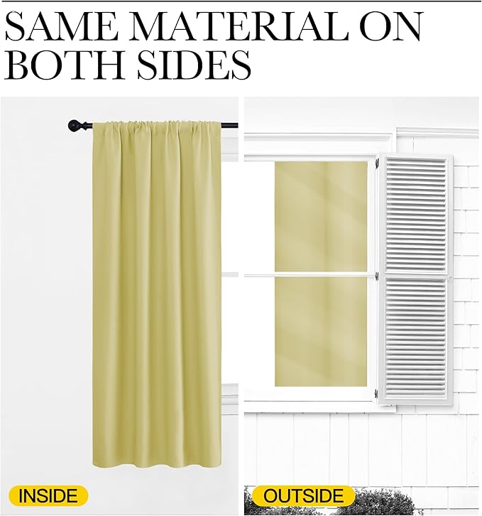 NICETOWN Blackout Curtains for Bedroom, Blackout Curtain Panels, Paler Yellow, 1 Pair, 62 by 63-inch, Window Treatment Energy Saving Thermal Insulated Solid Rod Pocket Blackout Drapes/Draperies