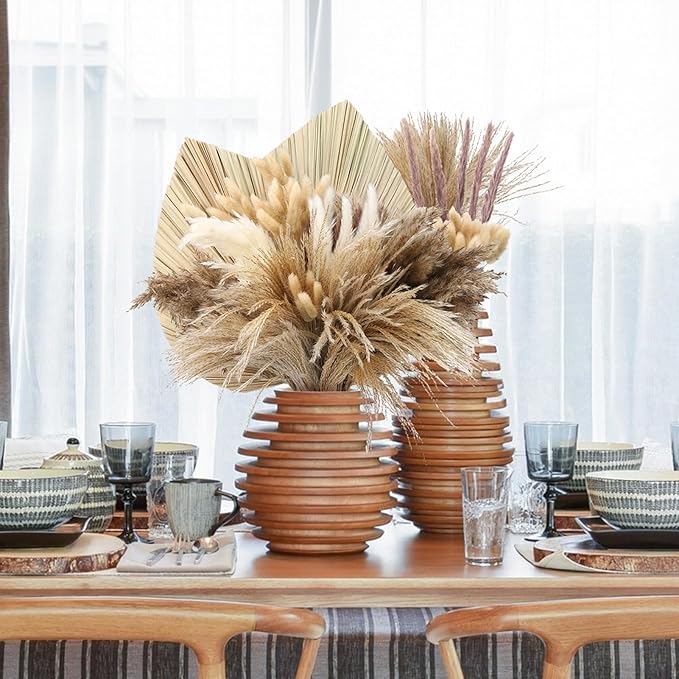 202 Pcs Boho Dried Pampas Grass Decor Bulk, Large Dried Palm Spears Bunny Tails Pampas Reed Grass Dried Palm Leaves Dried Flower Bouquet Boho Centerpieces for Wedding Home Tables Decor