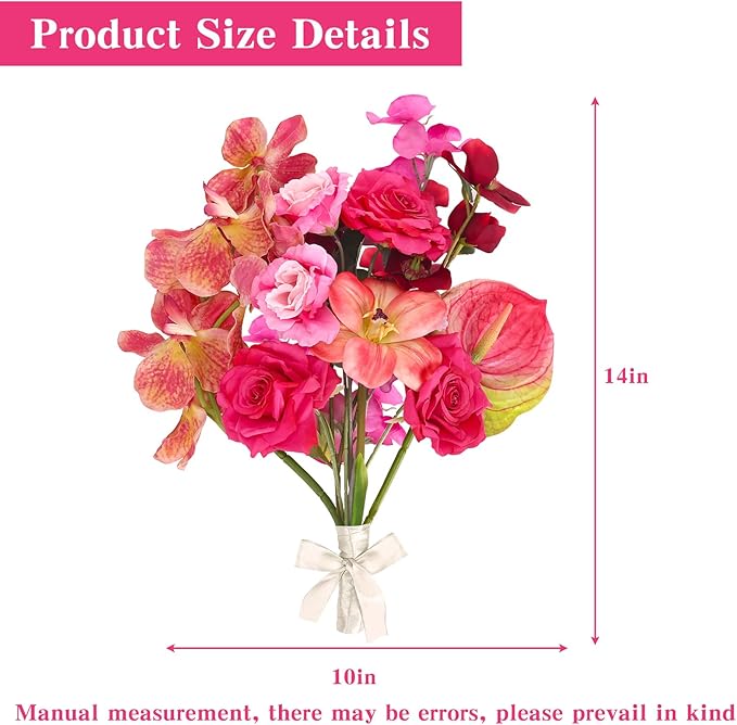 CEWOR Artificial Flowers Fake Flowers for Vase Silk Faux Flowers for Wedding Bouquets Flower Arrangements Floral Table Centerpieces Home Kitchen Garden Party Décor (Pink)
