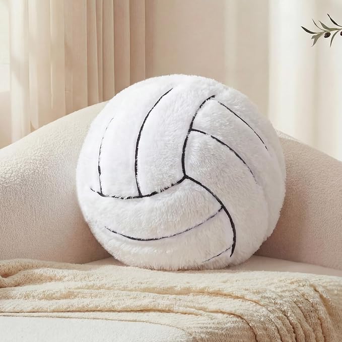 Juexica 18-inch Sports Throw Pillows Fluffy Stuffed Soccer Basketball Baseball Pillow Plush Toy Sport Cushion for Room Decor Birthday Present