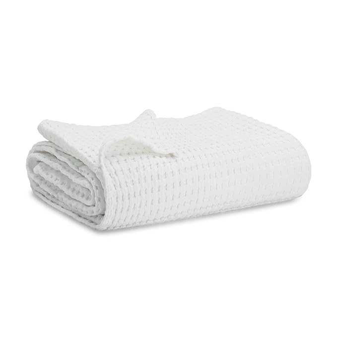 Comfy Cubs Waffle Weave Baby Blanket - 40” x 40” Cotton Blanket with Textured Design - Lightweight Swaddle for Bed, Crib, Stroller, or Couch - Soft and Cozy Cover for Toddlers, Boys & Girls - White