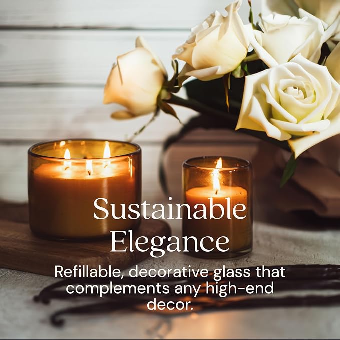 Bluecorn Beeswax 3-Wick Candle, 22 Oz, Amber Glass, 1 Count | 100% Pure Bees Wax, Fragrance Free, Soy Free, Clean Burning, Long Lasting (40 Hr)