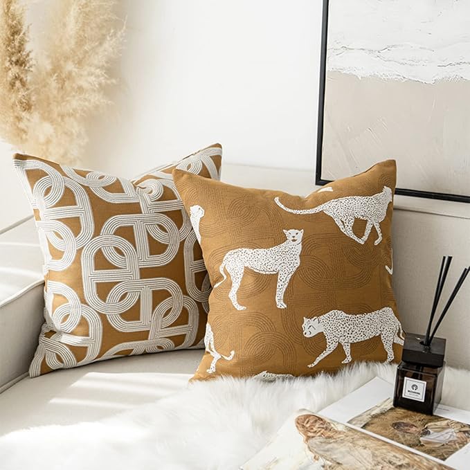 Croker Horse 20x20'' Inches Throw Pillow Cushion Cover - Pig Nose Horseshoe Pattern Chenille Jacquard Embroidery Luxury Modern Style Couch Sofa Pillow for Living Room Bedroom