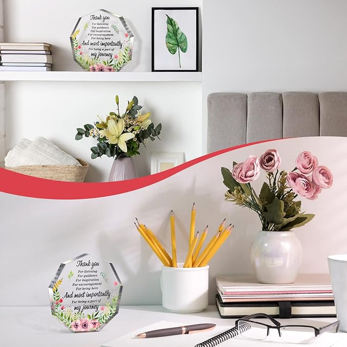 Yinder Thank You Gifts for Women Appreciation Gifts for Coworker Employee Nurse Teacher Leader Boss Inspirational Quotes Acrylic Desk Decor for Home Office Farewell Retirement