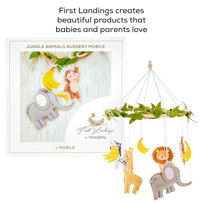 First Landings Baby Mobile for Crib - Animal Nursery Mobiles - Gender Neutral Baby Nursery Decor - Jungle