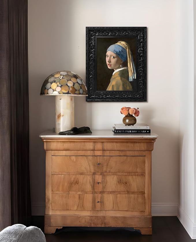 Antique French Canvas Frame for 24x32 Oil Paintings Diamond Art Prints, 2.6" Wide DIY Wood Gallery Wall Frame for Coffee Book Shop Dining Room Kitchen Decor, No Back & Glass (Black)