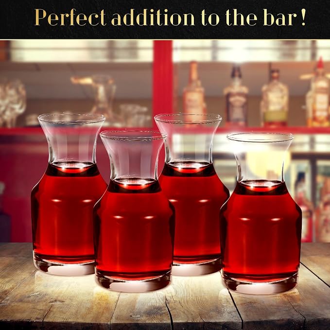 Remagr 24 Pack Single Serving Wine Carafe Glass Small Mini Carafe Individual Wine Refill Decanter for Dinner Parties Tastings Bars Restaurants (6.5 oz)