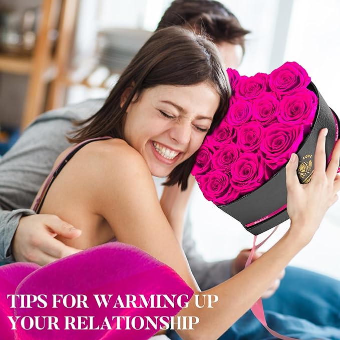 Impouo 16 Pcs Preserved Flowers Rose in a Heart Shape Box,Preserved Flowers,Gifts for Women,Mothers' Day,Valentine's Day or Valentine’s Day,Pink Roses