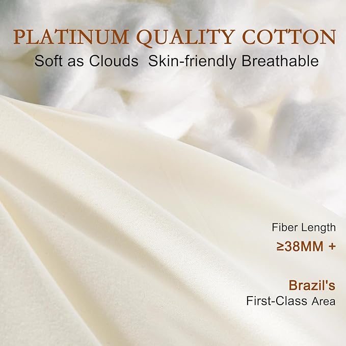 YOUR MOON Natural Wool Pillow King Size Set of 2, Flat & Thin Wool Pillow for Sleeping, Low-Loft Bed Pillows for Back and Stomach Sleepers, Breathable Cotton Cover(Off White)