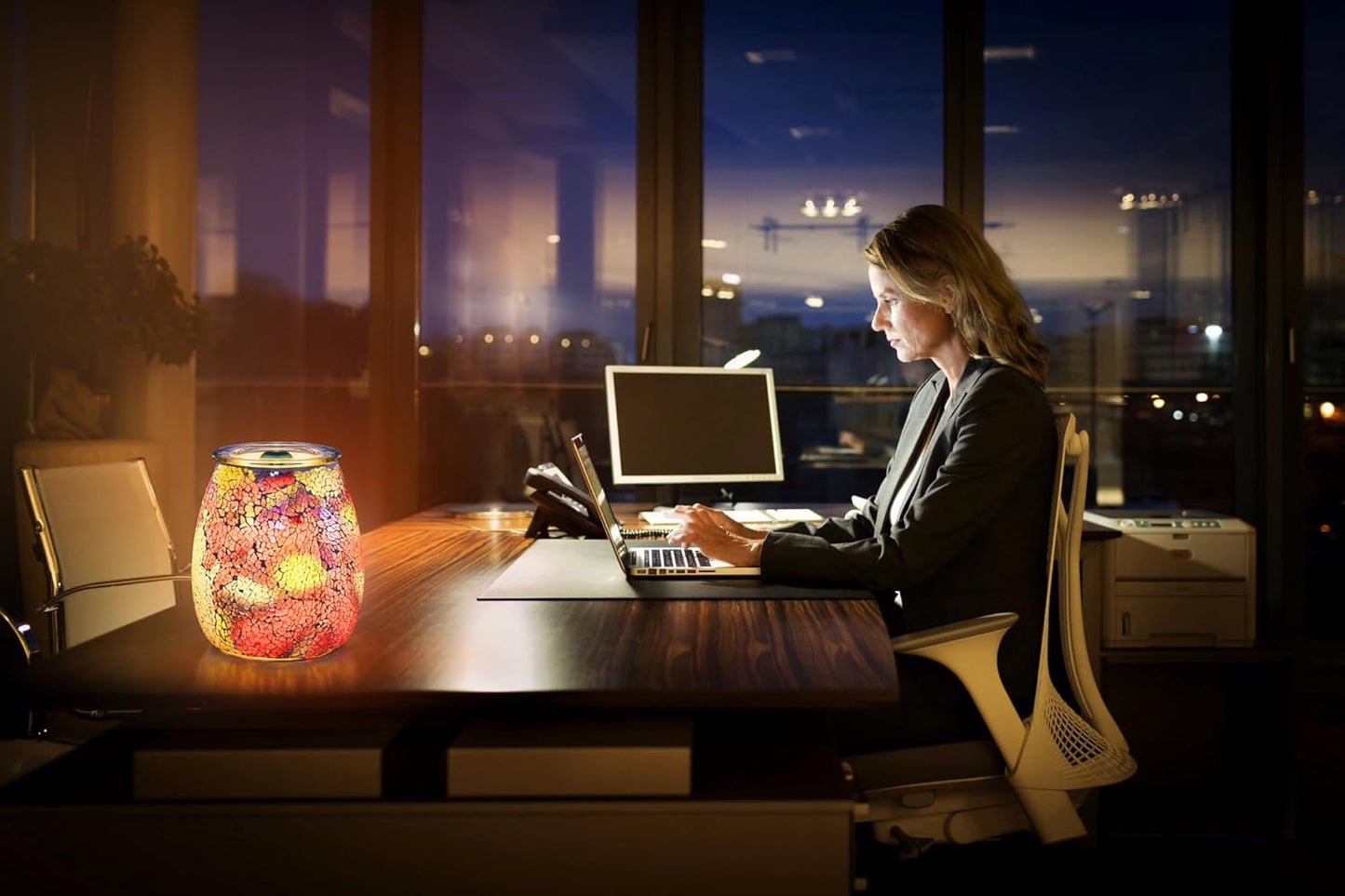 Dicimi Seven Color Mosaic Candle Heater, Glass Wax Melt Heater, Electric Fuel Burner - Incense Wax Cube Melting and Burner - Home Electric Air Freshener Art Present (Seven Color Tempered)