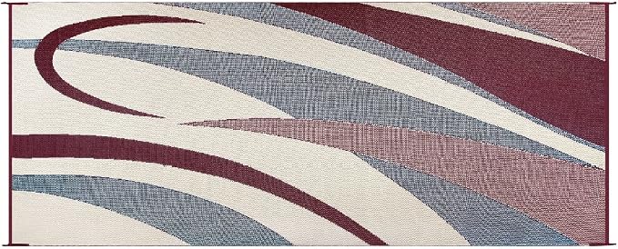 Stylish Camping Stylish Camping Reversible Graphic Patio Mat - 8' x 20', Burgundy/Black