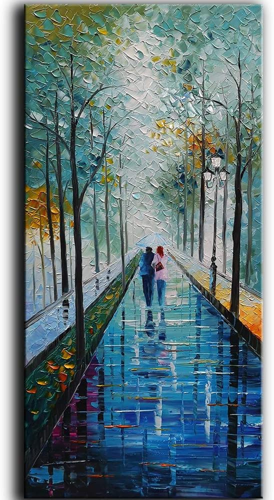 Tyed Art- 48x24inch Wall Art Landscape Oil Painting,Modern Textured Trees Abstract Wall Art Paintings,Wall Art for Living Room,Bedroom Office Wall Decor,Framed Canvas Wall Art