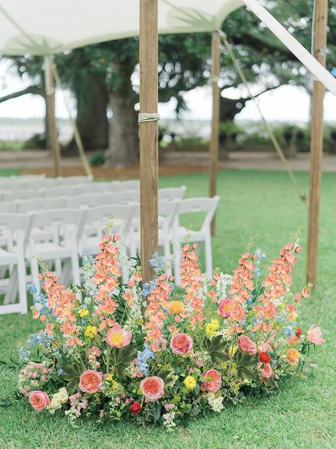 Delphinium Artificial Flowers,8PCS Long Stem Silk Larkspur Flowers 33.5'' Faux Delphinium Stems for Tall Vase Home Wedding Table Decor(Coral