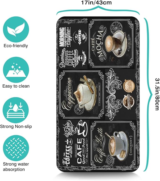 Coffee Mat 17inx31.5in,Coffee Bar Mat for Countertops,Absorbent Hide Stain Anti-Slip Coffee Bar Accessories Fit Under Coffee Machine Mat,dish drying mats for kitchen