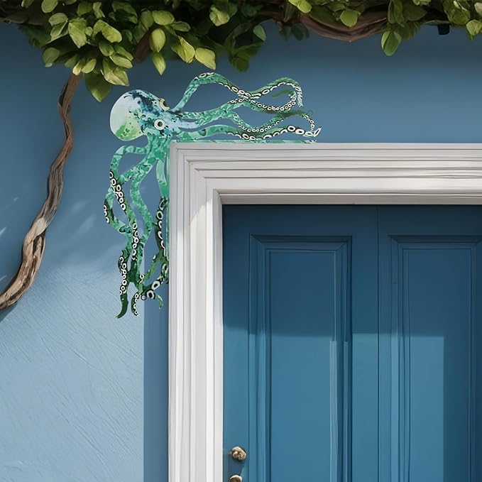 FairySandy Metal Door Frame Decoration 11.81 x 10.43 Inches Octopus Themed Home Decor for Indoor Outdoor Door Window Home Office (Gothic Style)