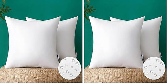 MIULEE Pack of 4 18x18 Inch Outdoor Pillow Inserts Waterproof Decorative Throw Pillow Insert, Square Lumbar Garden Pillow Form for Patio Sofa Couch