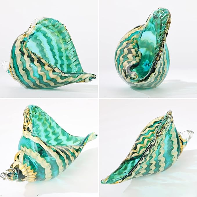 DOVDOV Blown Glass Conch Decorative Sculpture, Modern Glass Art - Conch Shell Decorative Statue, Shell Sculpture for Dining Table, Entryway, Coffee Table, Living Room, Kitchen, Shelf Filler.