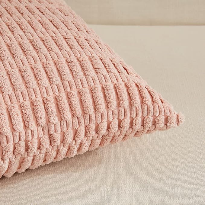 Fancy Homi 4 Packs Decorative Throw Pillow Covers for Living Room Couch Bed, Modern Farmhouse Boho Home Décor Accent Cushion Case, 22" x 22" (Pack of 4), Blush Pink