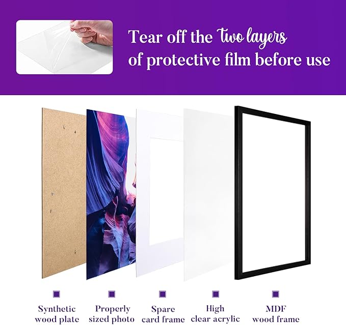 TWING 12x16 Frame Black 3 Pack, Large Wall Gallery Photo Frame Display Photos 8.5 x 11 with Mat or 12 x 16 without Mat,Picture Frames 12 x 16 for Horizontal or Vertical Wall Mounting