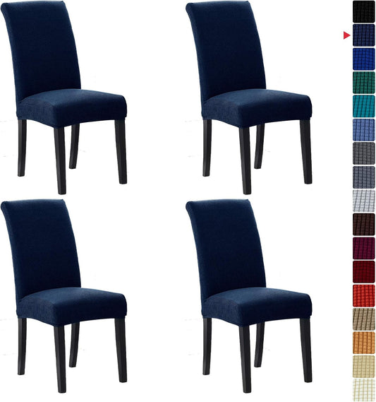 Howhic Stretch Chair Covers for Dining Room Set of 4, Removable Washable Dining Room Chair Covers, Dining Chair Slipcovers Seat Protector, Great Home Decor and Banquet Upholstery (Navy, 4 Pack)