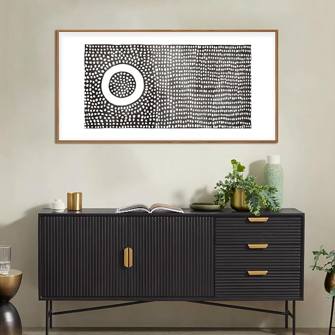 DRACIT Abstract Black and White Framed Canvas Wall Art Set,Minimalist Round Dot Wall Decor,Modern Mid Century Circle Print,Neutral Geometric Artwork for Living Room,Bedroom,Office-20 x40