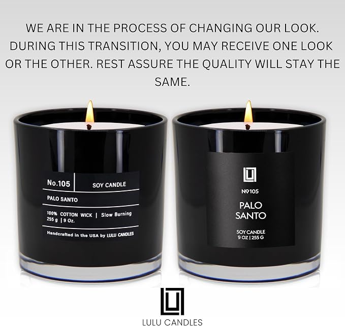 Lulu Candles Palo Santo Scented Soy Jar Candle, 9 Oz. | Luxury, Hand Poured in The USA, Highly Scented, Home Fragrance & Decor