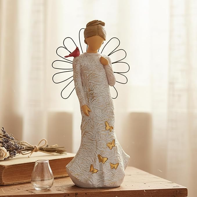 NAN ZAI NAN FANG Sympathy Angel Figurines for Loss of Loved Ones Angel Statues Home Decor Serenity Prayer Gifts for Women Resin Sculpted Hand-Painted Figure Bereavement Gift Praying Hands Statue