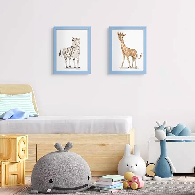 upsimples 8.5 By 11 Picture Frame, Display Pictures 6x8 with Mat or 8.5 x 11 Without, Wall Hanging Photo Frames, Blue, 1 Pack
