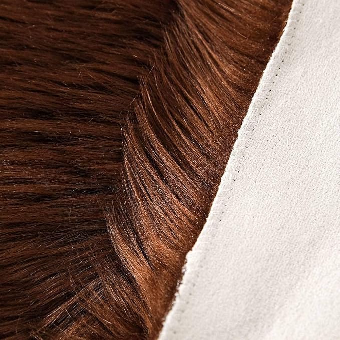 Carvapet Luxury Faux Sheepskin Chair Cover - Soft Plush Fur Seat Pad Skid-Resistant Fluffy Area Rug for Desk Armchair Bedroom Decor Brown 2x3 Feet